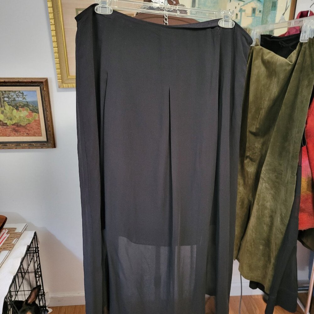 NWT Eileen Fisher Black Silk Chiffon Skirt Size XL
